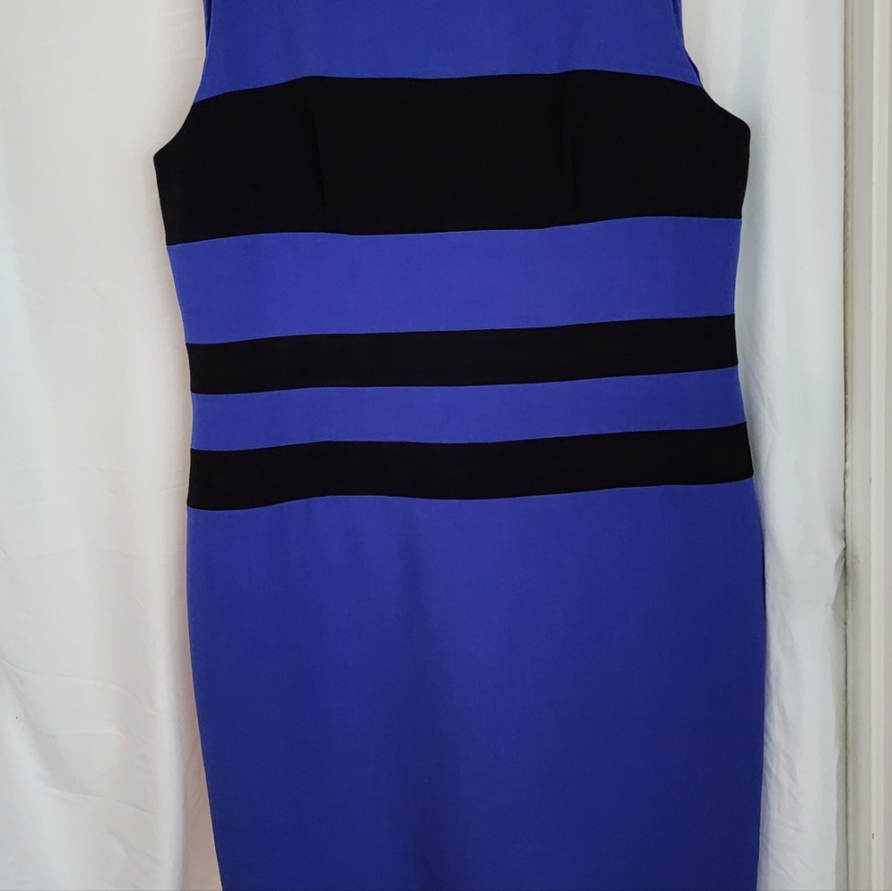 Kasper royal blue and black classic shift dress